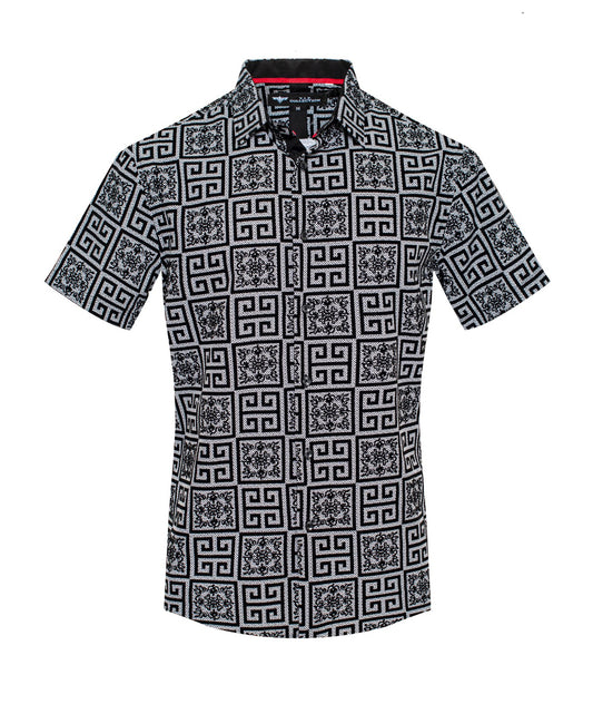 V.I.P. COLLECTION MEN'S BUTTON UP SHORT SLEEVES SHIRT (WHITE VFLSS-9)