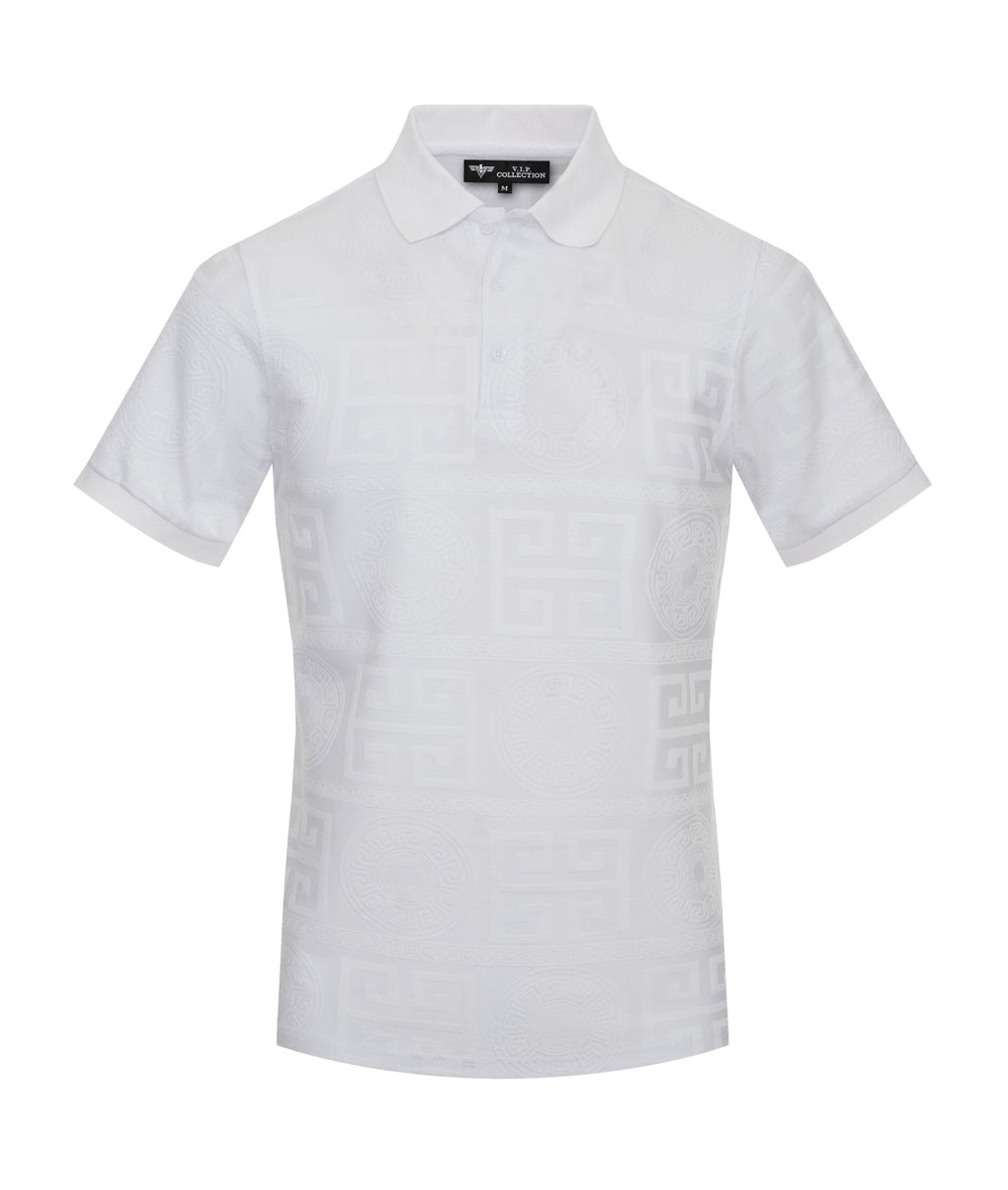 V.I.P. COLLECTION MEN'S FANCY POLO T-SHIRT (WHITE VPF-1)