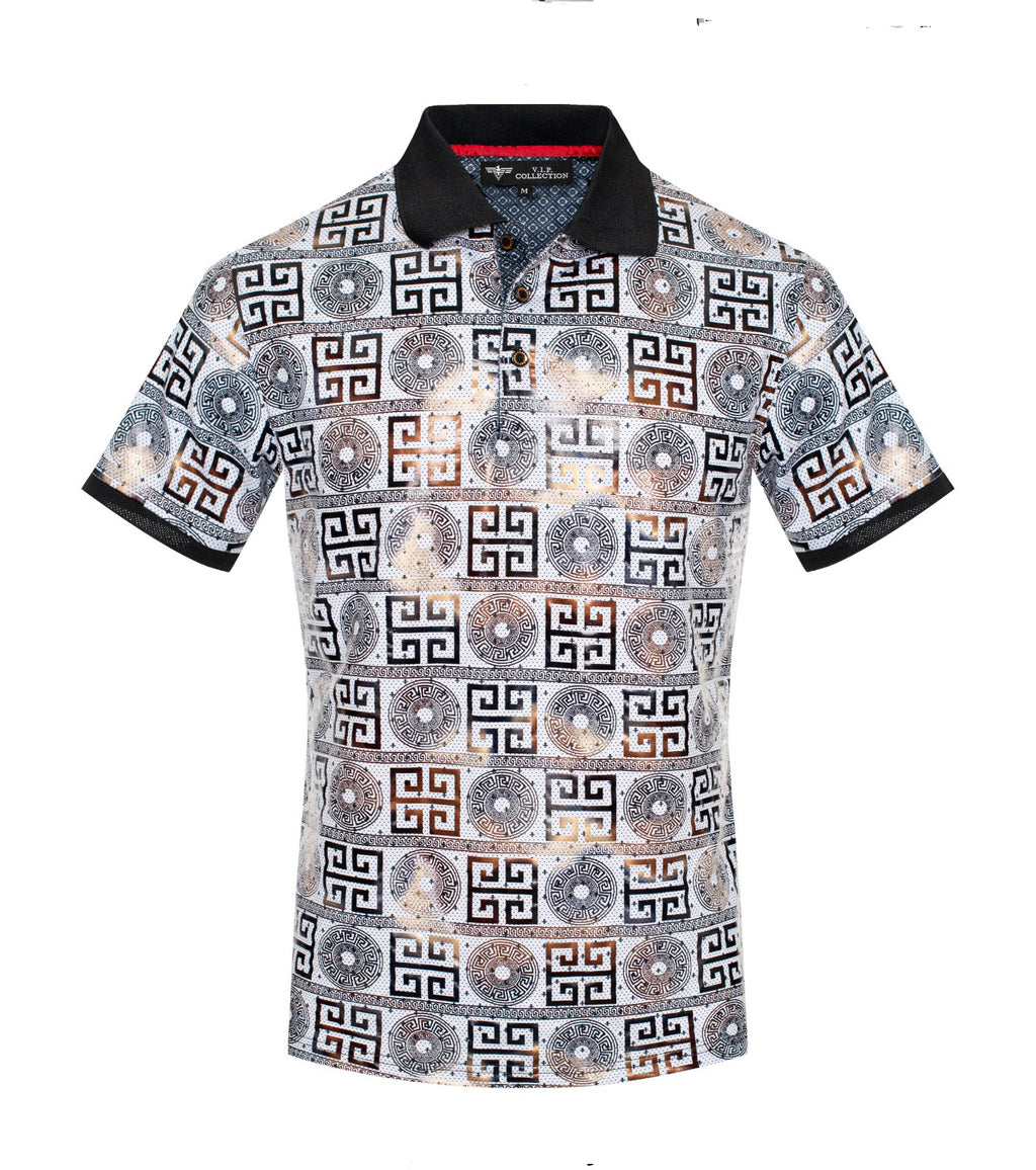 V.I.P. COLLECTION MEN'S FANCY POLO T-SHIRT (WHITE VFOS16)