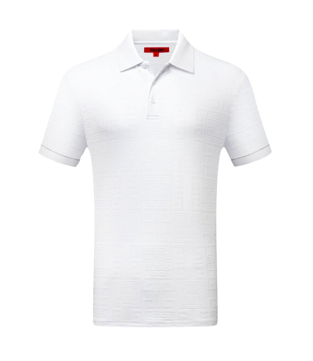 PAVINI MEN'S DESIGNER SHORT SLEEVES POLO T-SHIRT (WHITE P-2203)