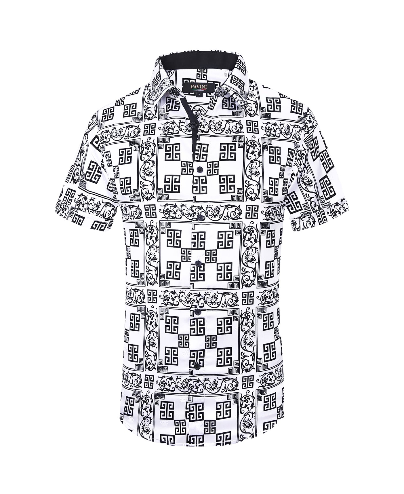 PAVINI MEN'S BUTTON UP SHORT SLEEVES SHIRT (WHITE PVSS097-04)