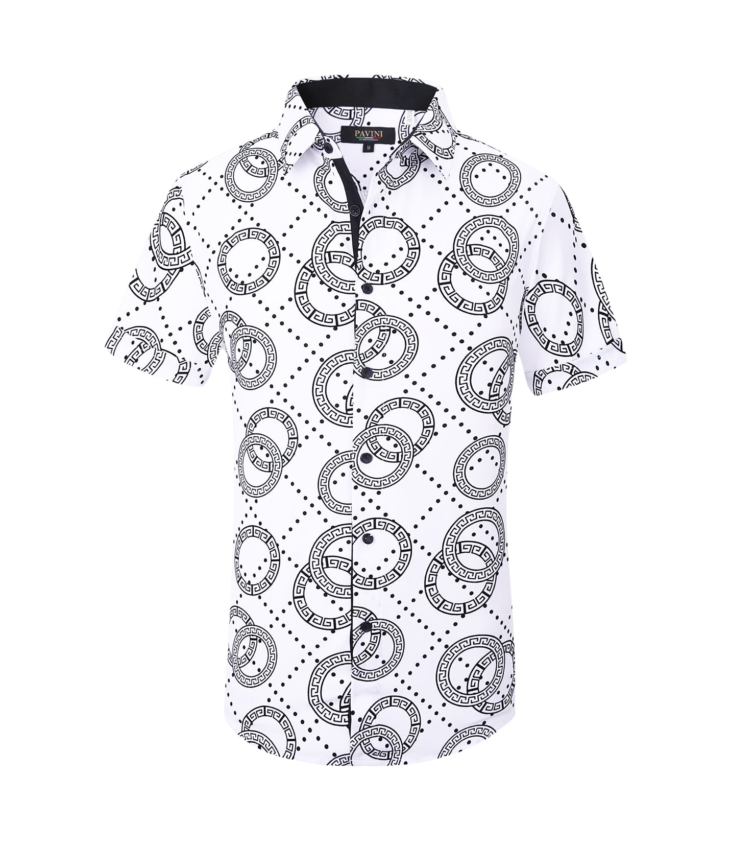 PAVINI MEN'S BUTTON UP SHORT SLEEVES SHIRT (WHITE PVSS097-06)