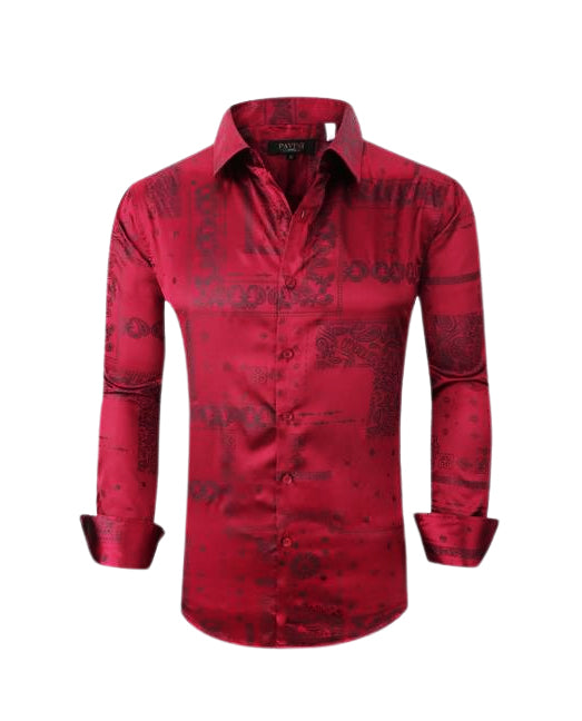 PAVINI MEN'S BUTTON UP LONG SLEEVE SHIRT (RED PVLS100-12)