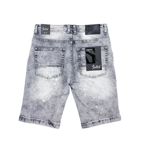 SWITCH MEN'S DISTRESSED RIPPED DENIM SHORTS (ICE GREY)