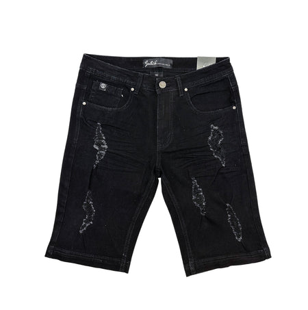 SWITCH MEN'S DISTRESSED RIPPED DENIM SHORTS (JET BLACK)