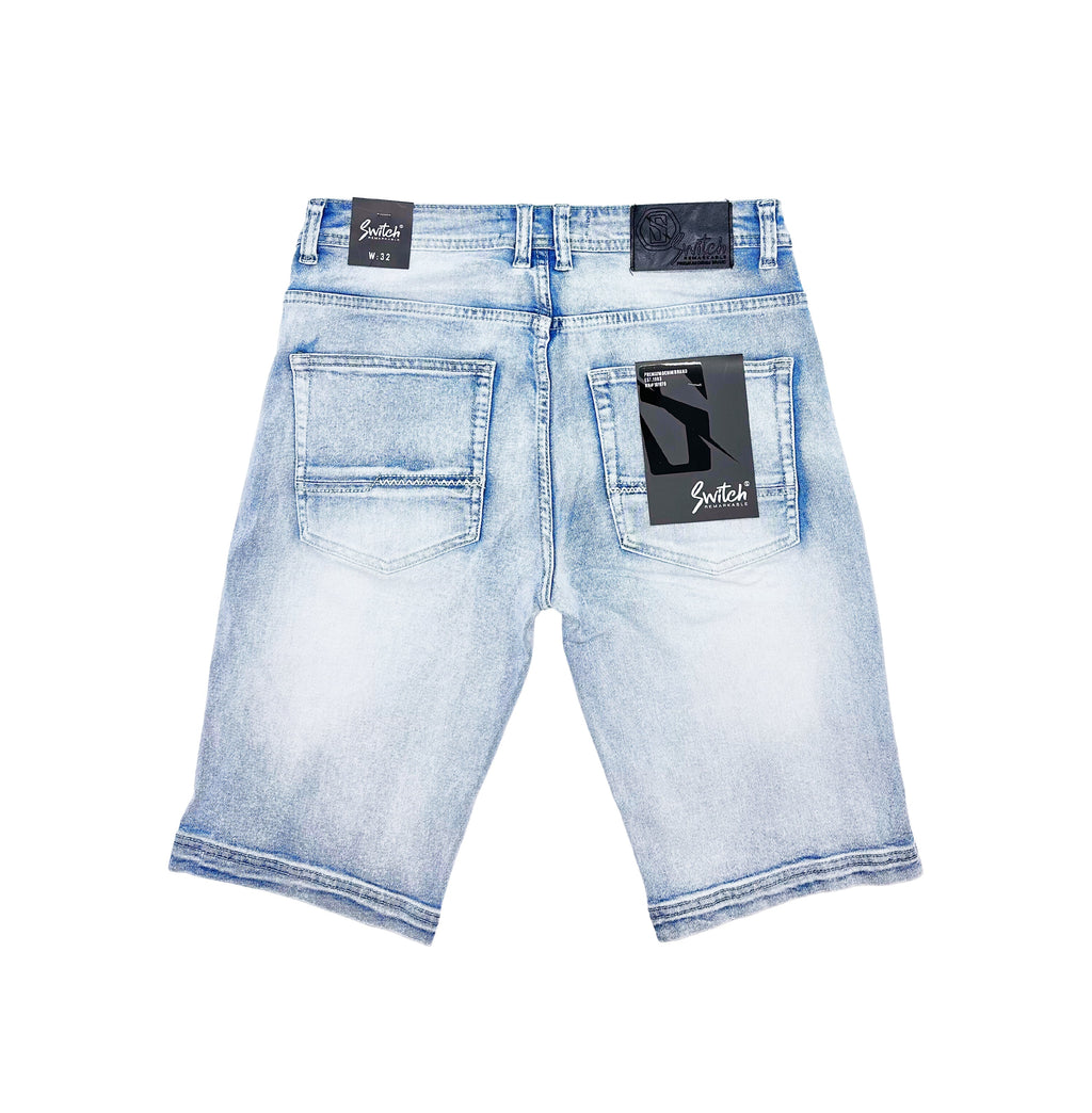 SWITCH MEN'S WASHED SPAN DENIM SHORTS (ICE BLUE)