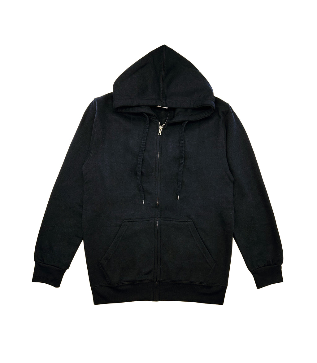 MEN'S FLEECE FULL ZIP HOODIE (BLACK)