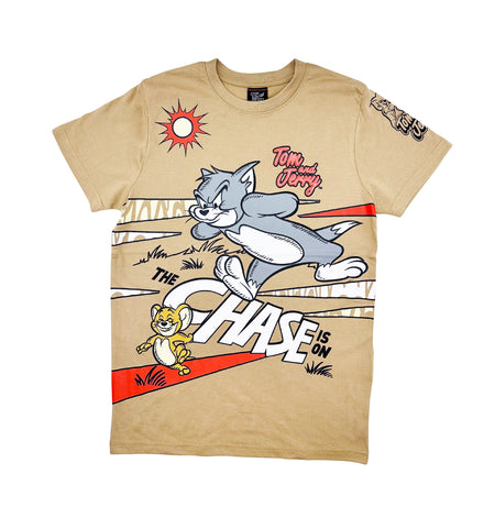 MEN'S TOM & JERRY THICK GEL PRINT T-SHIRT (SAND)