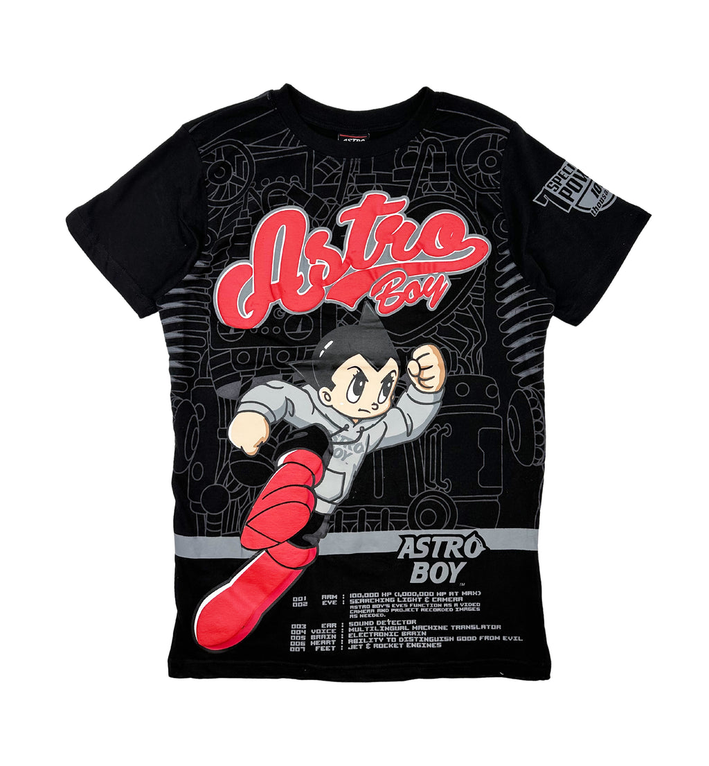 MEN'S ASTRO BOY SHINY BOOTS THICK GEL PRINT T-SHIRT (BLACK)