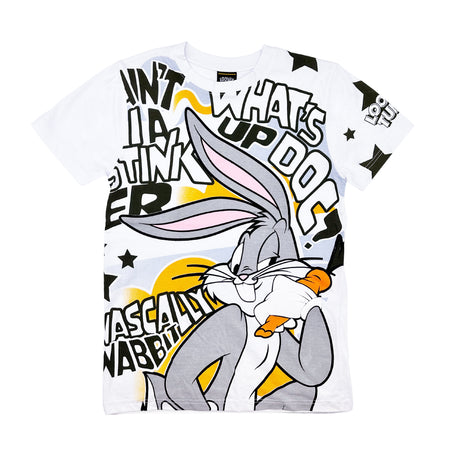 MEN'S LOONEY TUNES BUGS BUNNY ALL OVER PUFF PRINT T-SHIRT (WHITE)