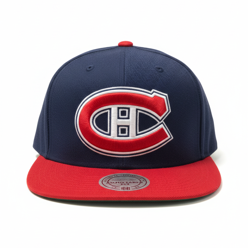 MEN'S MITCHELL & NESS NHL MONTREAL CANADIENS NAVY/RED SNAPBACK HAT