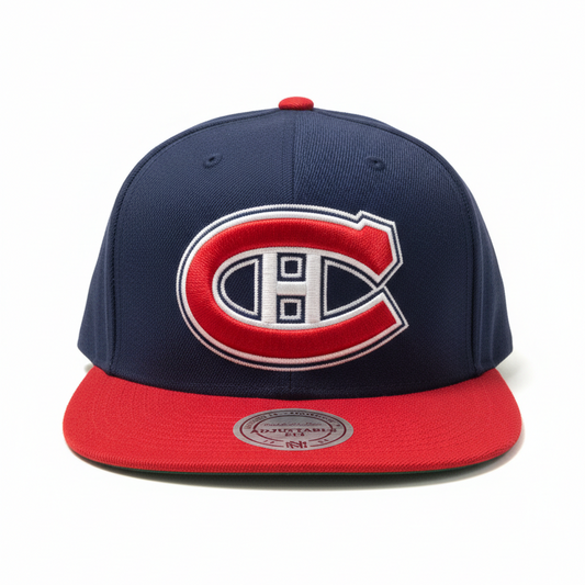MEN'S MITCHELL & NESS NHL MONTREAL CANADIENS NAVY/RED SNAPBACK HAT