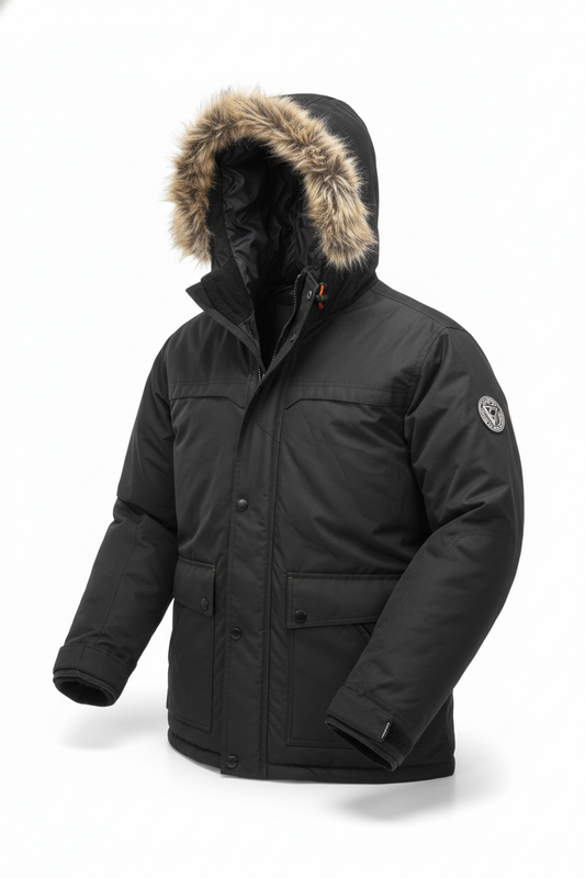 KOLDTEK MEN'S BOMBER WINTER JACKET WITH HOOD (BLACK)
