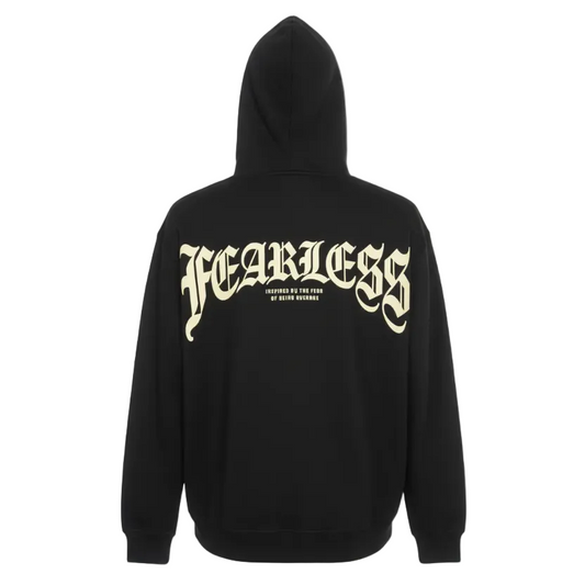 PJ MARK BLEECKER & MERCER MEN'S RHINESTONE FEARLESS BLACK GRAPHIC HOODIE