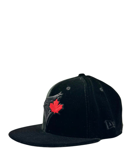 NEW ERA 59FIFTY TORONTO BLUE JAYS BLACK WITH RED LEAF VELOUR FITTED HAT