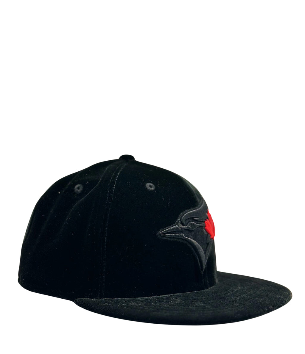 NEW ERA 59FIFTY TORONTO BLUE JAYS BLACK WITH RED LEAF VELOUR FITTED HAT