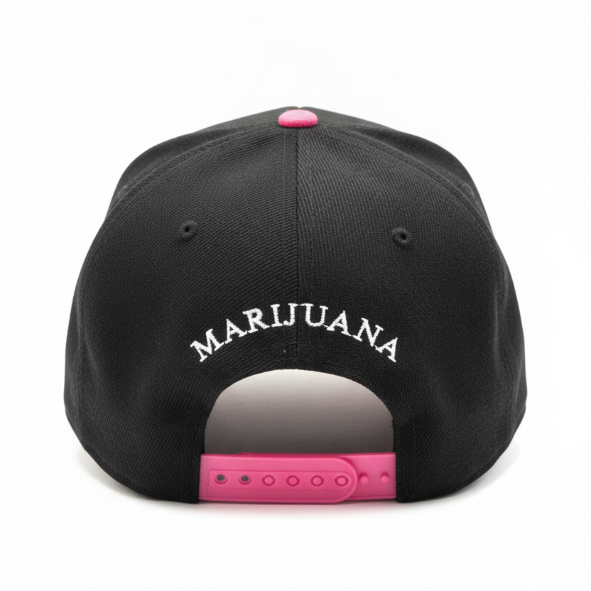 BLUNT MEN'S PINK/BLACK WITH WHITE CANNABIS LOGO SNAPBACK HAT