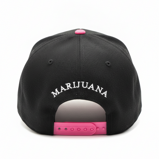 BLUNT MEN'S PINK/BLACK WITH WHITE CANNABIS LOGO SNAPBACK HAT