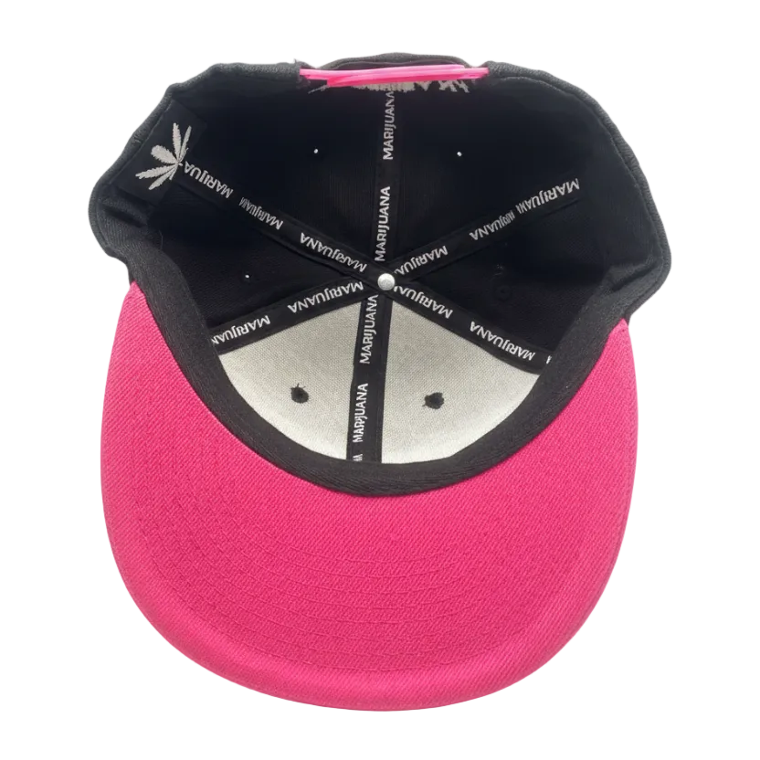 BLUNT MEN'S PINK/BLACK WITH WHITE CANNABIS LOGO SNAPBACK HAT