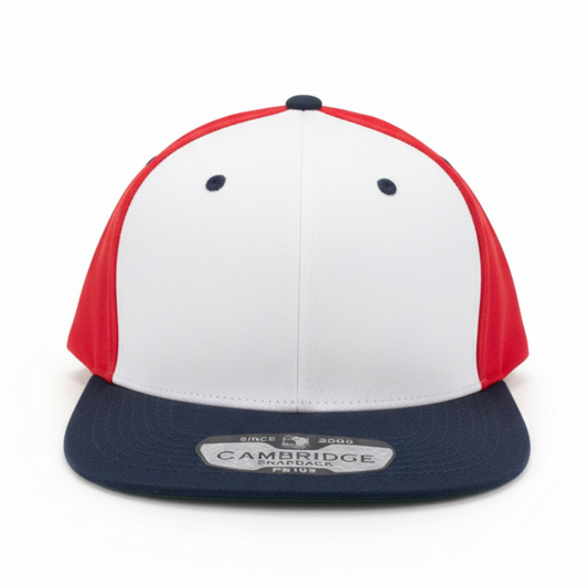 PIT BULL CAMBRIDGE COTTON PLAIN SNAPBACK HAT (RED/WHITE/NAVY)