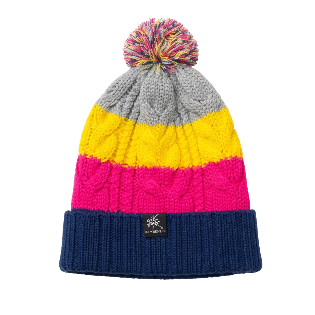 PLAIN KNITTED TOQUES (GREY/YELLOW/PINK)