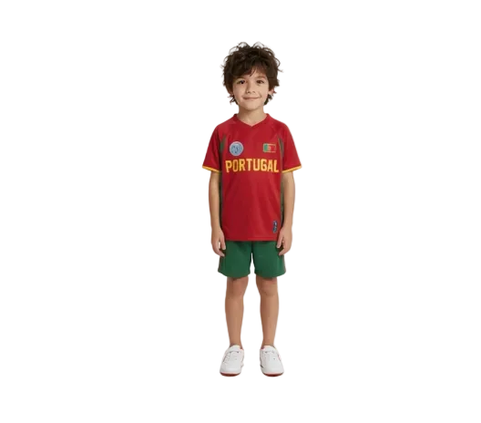 KIDS FIFA WORLD CUP 2026 PORTUGAL NATIONAL TEAM MAROON RED SOCCER JERSEY