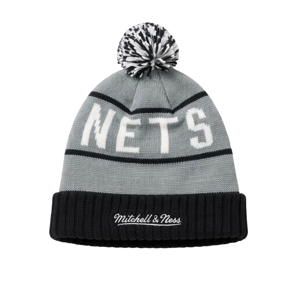 MITCHELL & NESS BROOKLYN NETS KNITTED GREY TOUQUE