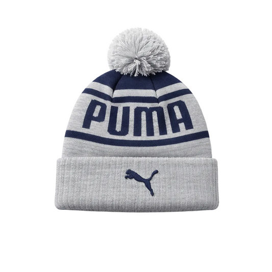 PUMA FROST CUFF POM BEANIE (GREY/NAVY)