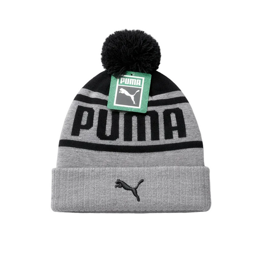 PUMA FROST CUFF POM BEANIE (DARK GREY)