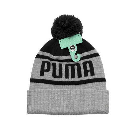 PUMA FROST CUFF POM BEANIE (DARK GREY)