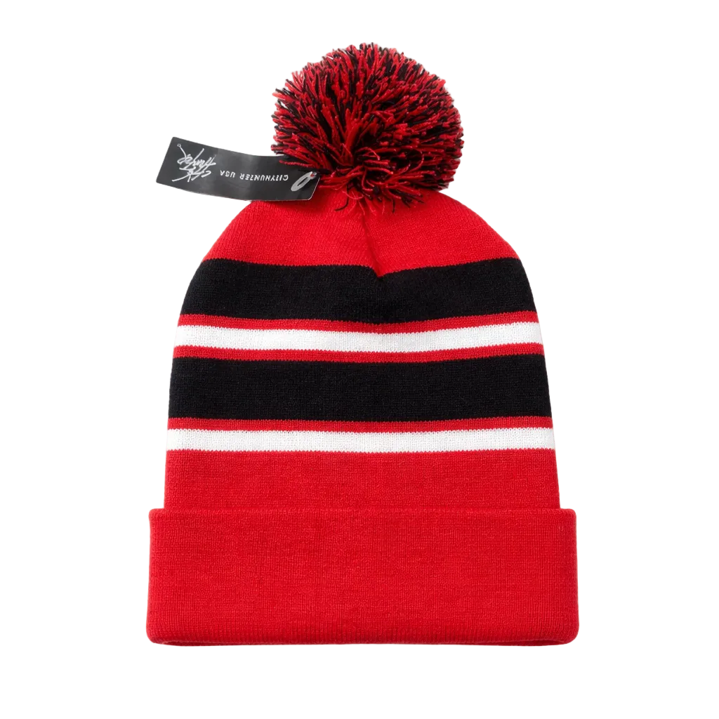 PLAIN KNITTED TOQUES (RED/BLACK)