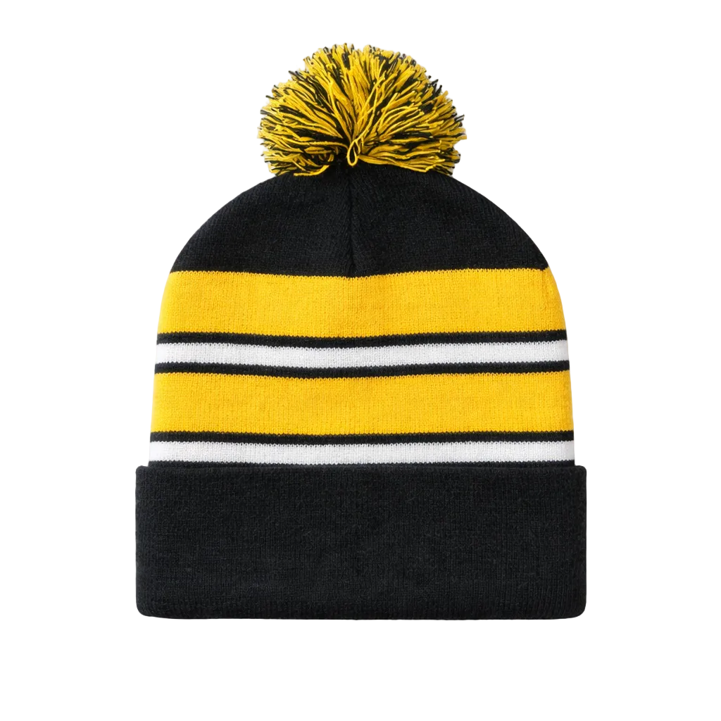 PLAIN KNITTED TOQUES (BLACK/YELLOW)