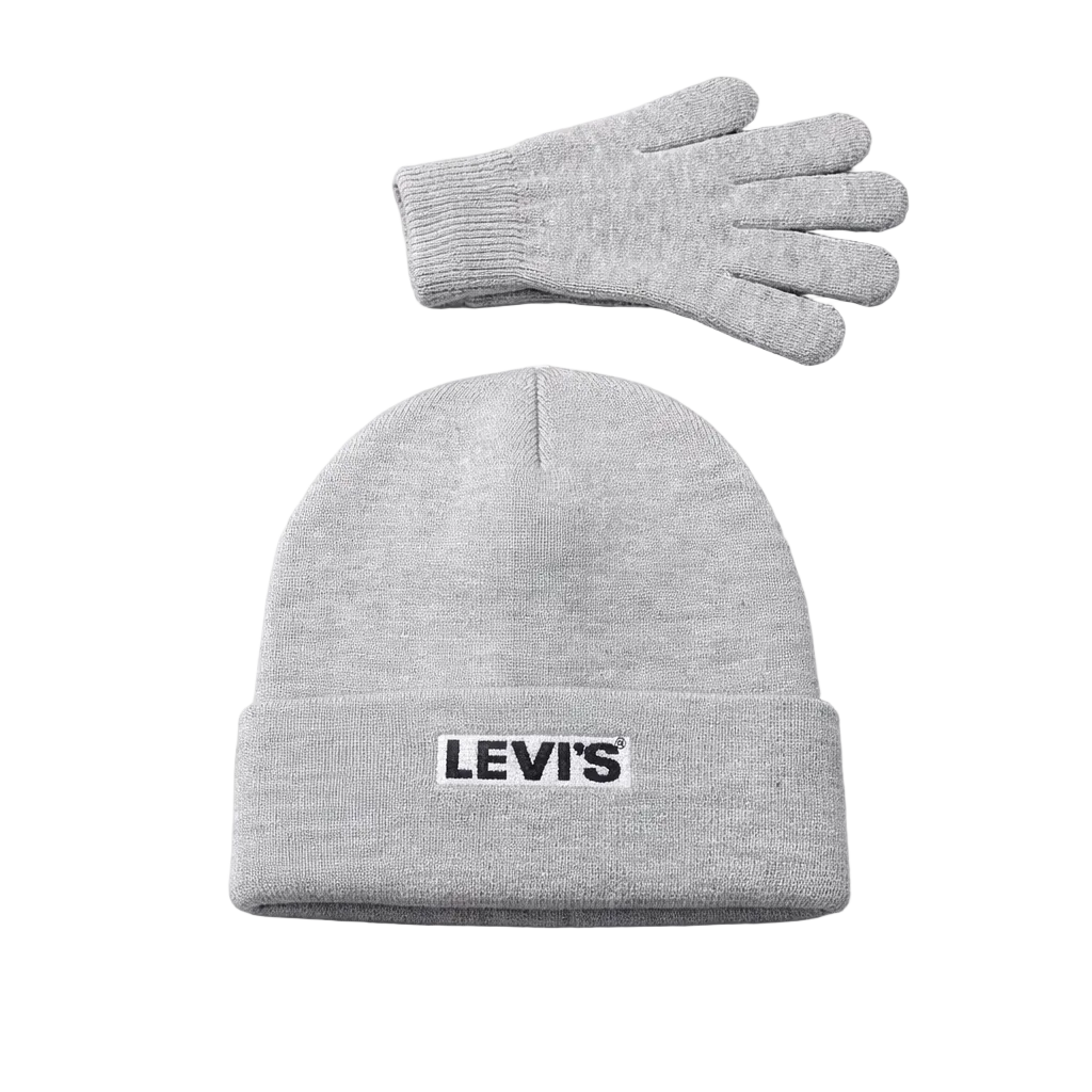 LEVI'S YOUTH KIDS GREY TOUQUE & GLOVES SET