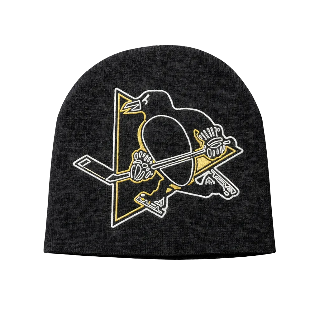 REEBOK NHL PITTSBURGH PENGUINS BLACK KNITTED SKULL TOUQUE