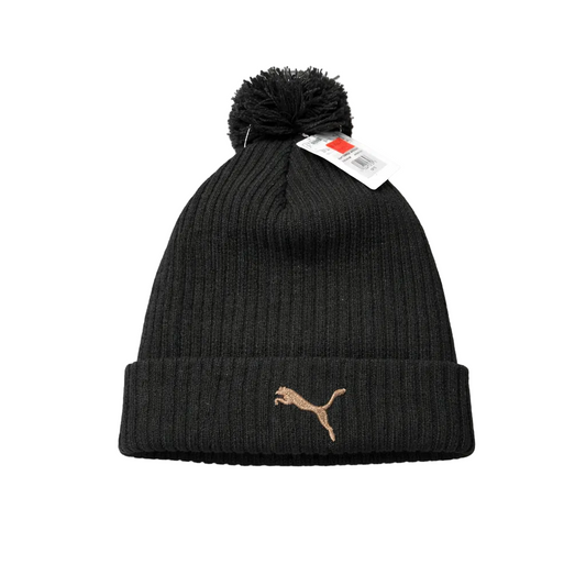 PUMA LILY CUFF POM BEANIE (BLACK TRADITIONAL)