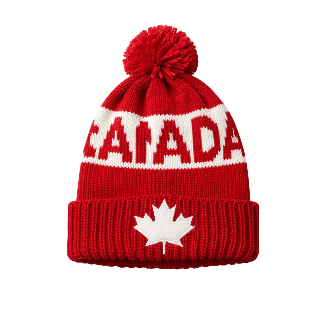 PLAIN KNITTED CANADA RED TOUQUE