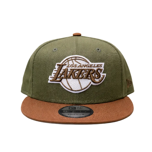 9FIFTY NEW ERA NBA LOS ANGELES LAKERS OLIVE GREEN/BROWN SNAPBACK HAT