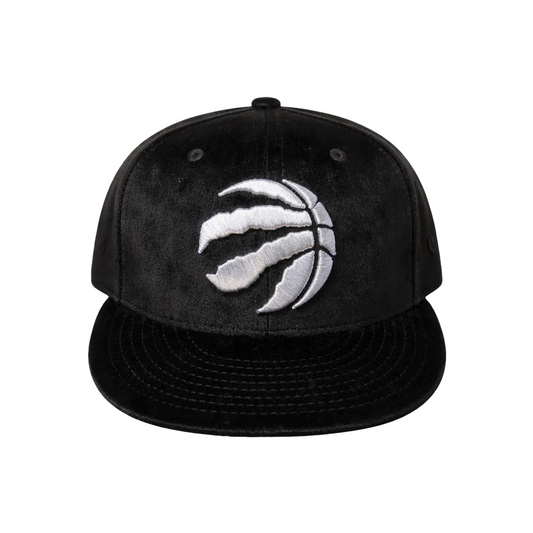 MEN'S TORONTO RAPTORS 5950 FITTED WHITE LOGO ON BLACK VELOUR HAT