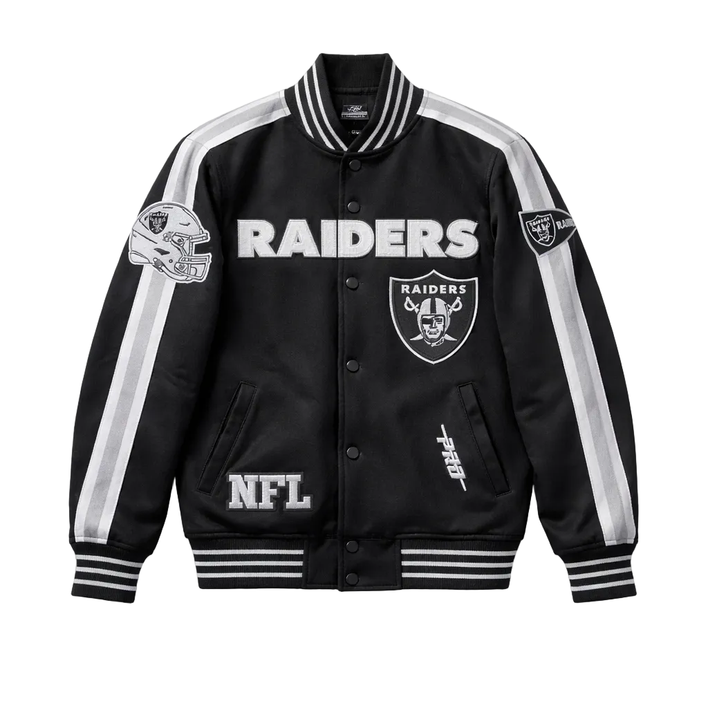 PRO STANDARD NFL LAS VEGAS RAIDERS PRO GAME DAY MEN'S BLACK DOUBLE KNIT JACKET