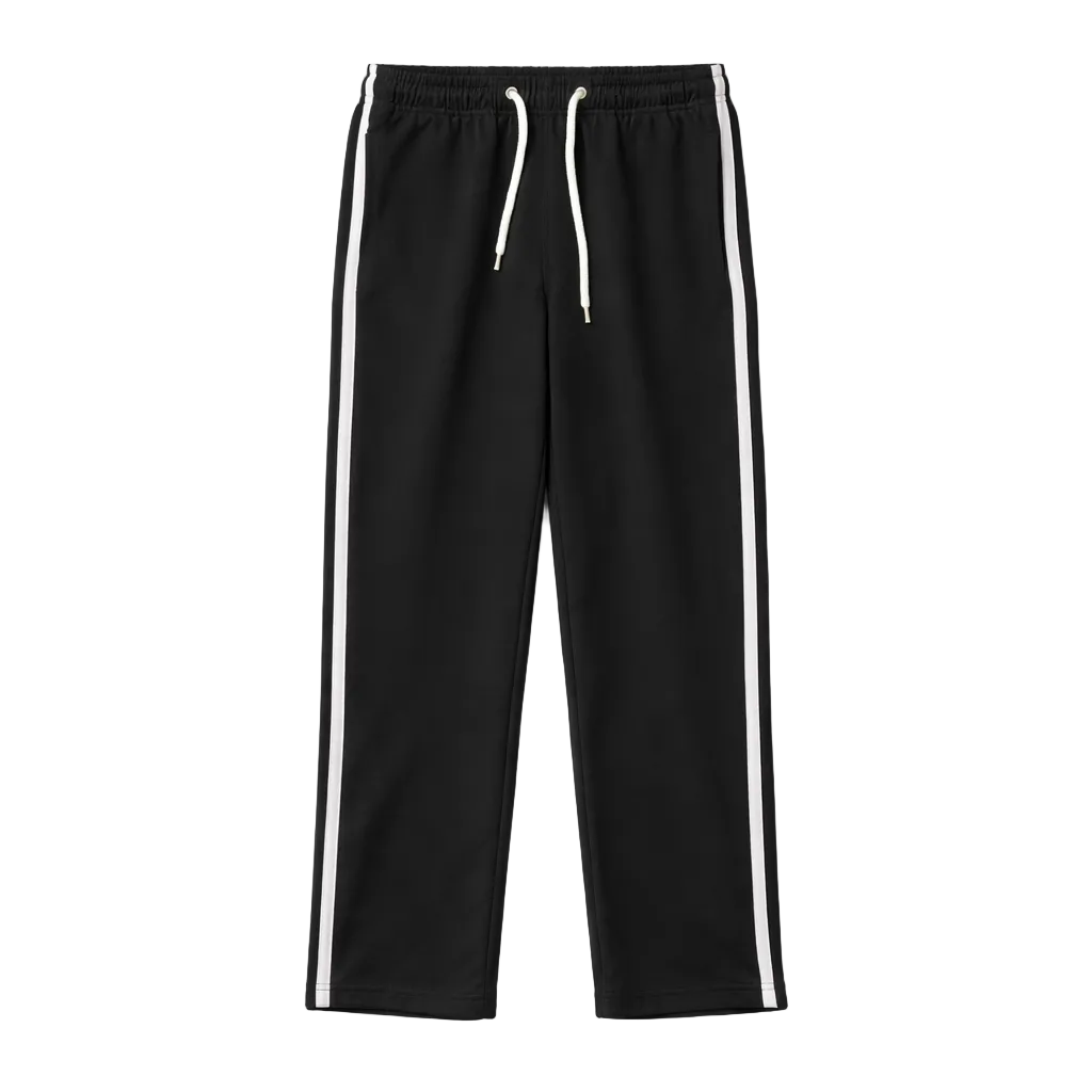 AGILE OPEN BOTTOM JOGGER W/ STRIPES (BLACK)