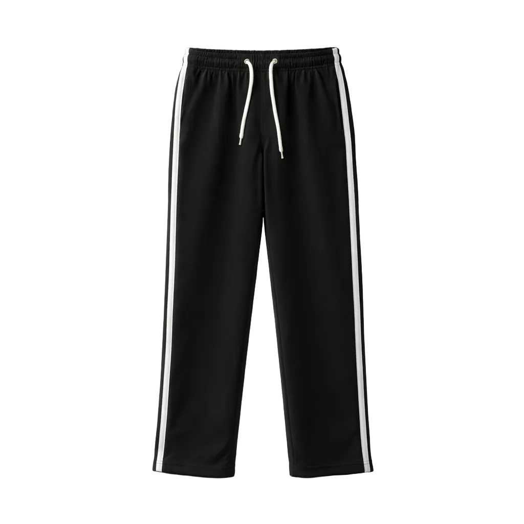 AGILE OPEN BOTTOM JOGGER W/ STRIPES (BLACK)