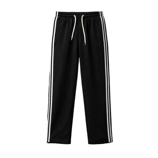 AGILE OPEN BOTTOM JOGGER W/ STRIPES (BLACK)