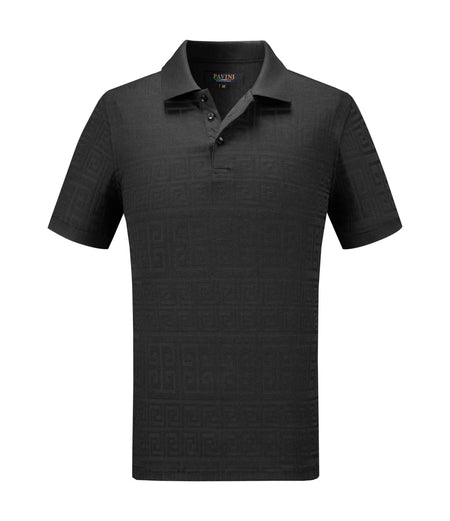 PAVINI MEN'S FANCY POLO T-SHIRT (BLACK P-3025)