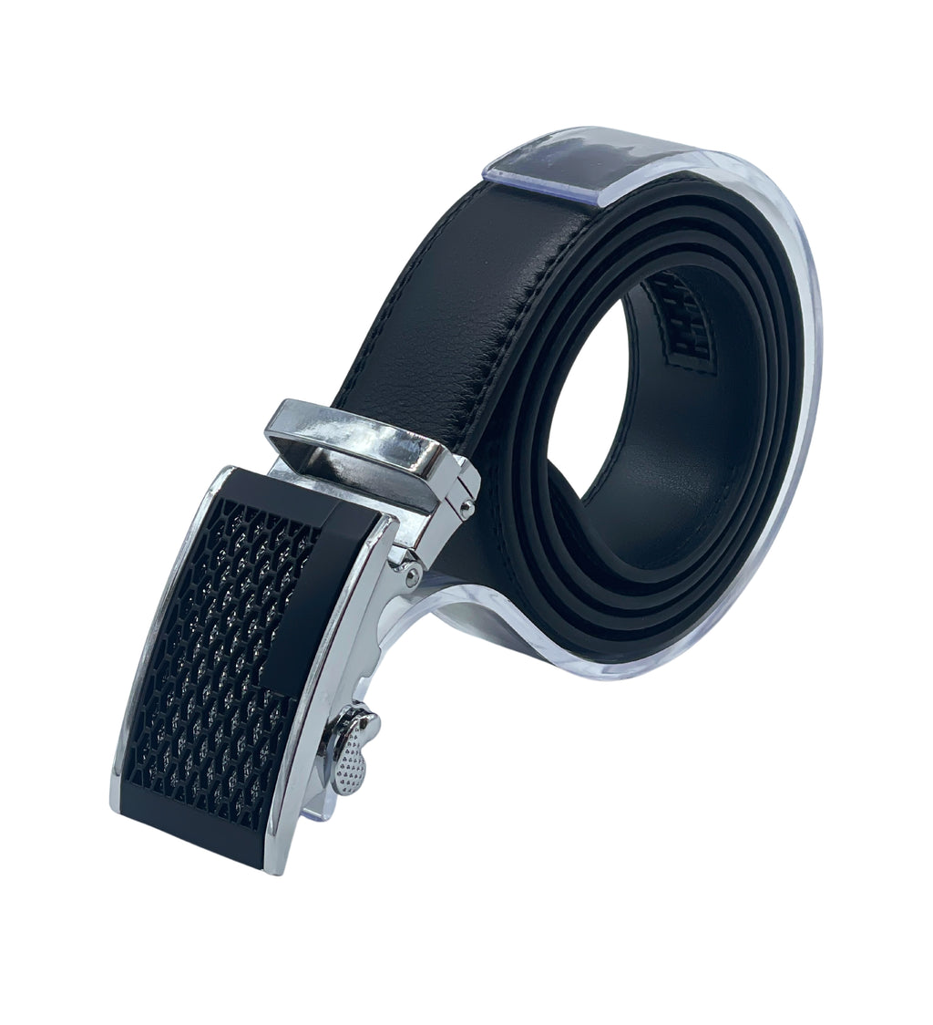 MEN'S ADJUSTABLE DESIGNER BELT (BLACK/SILVER)