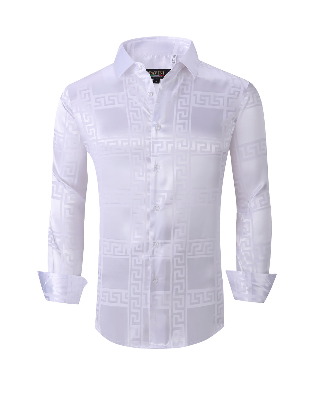 PAVINI MEN'S DESIGNER BUTTON UP LONG SLEEVE SHIRT (WHITE)