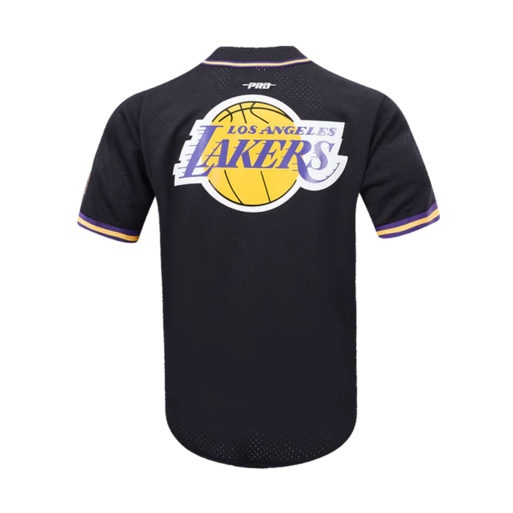 PRO STANDARD NBA LOS ANGELES LAKERS MEN'S MESH BUTTON UP BLACK JERSEY