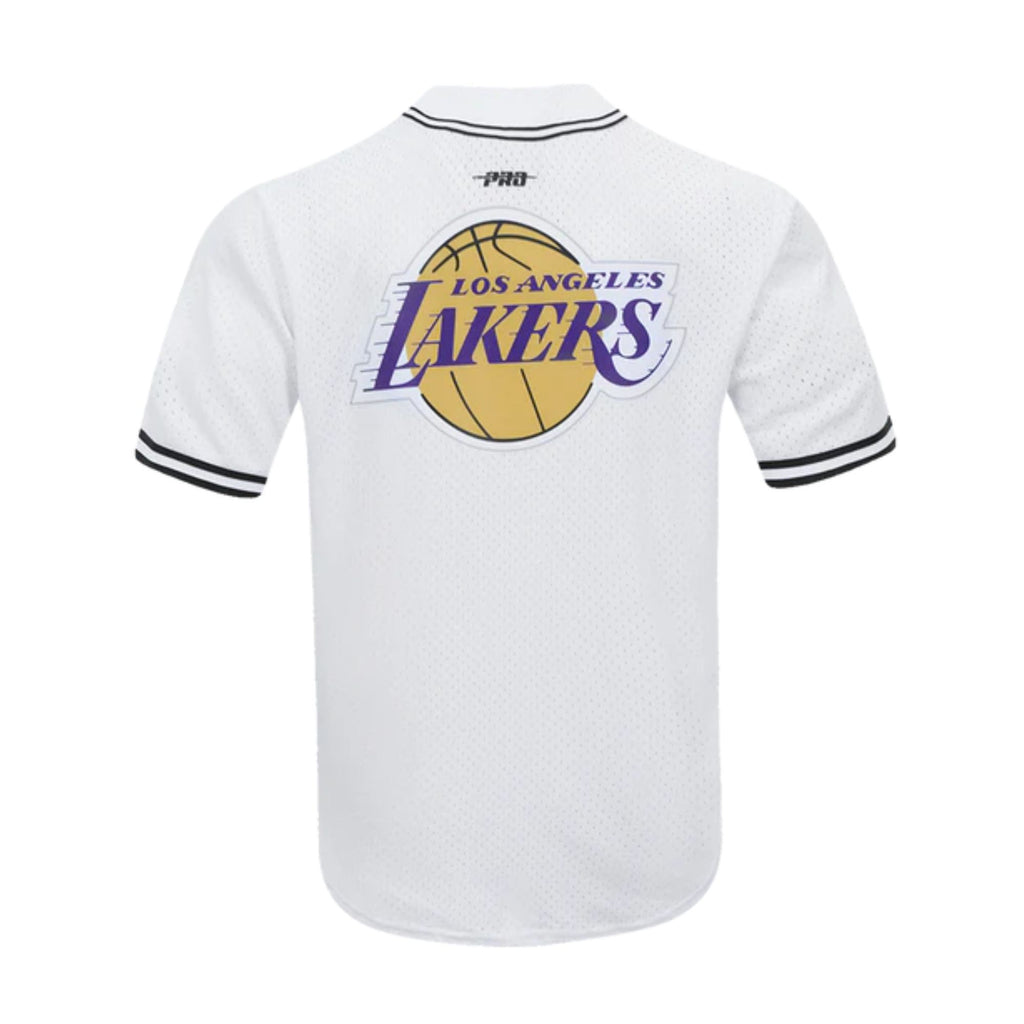 PRO STANDARD NBA LOS ANGELES LAKERS MEN'S MESH BUTTON UP WHITE JERSEY