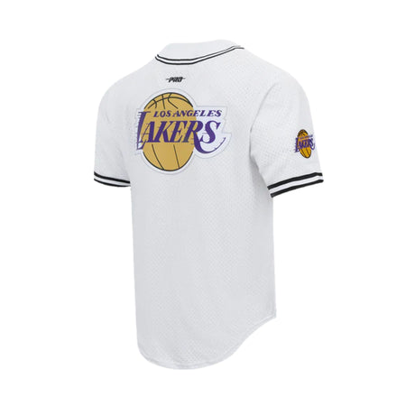 PRO STANDARD NBA LOS ANGELES LAKERS MEN'S MESH BUTTON UP WHITE JERSEY