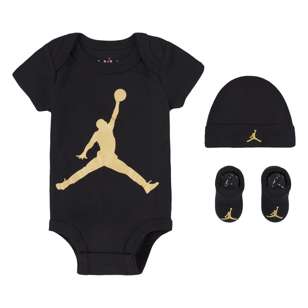 JORDAN BABY 3-PIECE BOX SET (BLACK/GOLD)