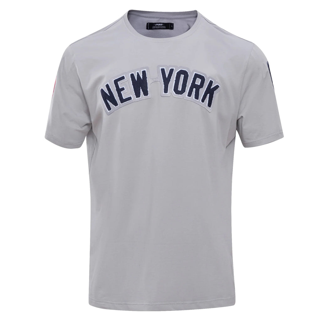 PRO STANDARD MLB NEW YORK YANKEES CLASSIC CHENILLE MEN'S GREY T-SHIRT